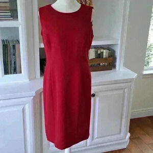Kasper Stretch Crepe Sheath Dress - Color: Fire Red - Size: 4